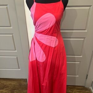Vibrant Pink and Red Maxi Dress